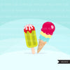 Ice cream Clipart summer graphics, popsicle, ice cream cone