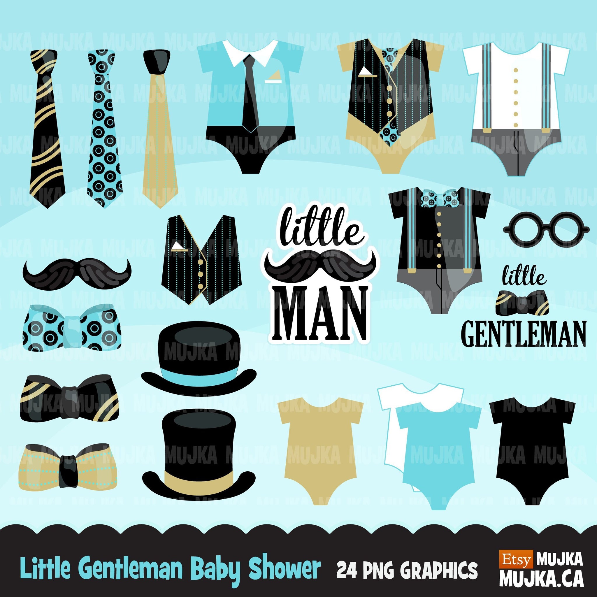 Little gentleman, little man clipart, Baby shower graphics, boys