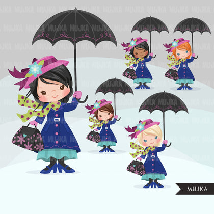 Mary Poppins, girl clipart