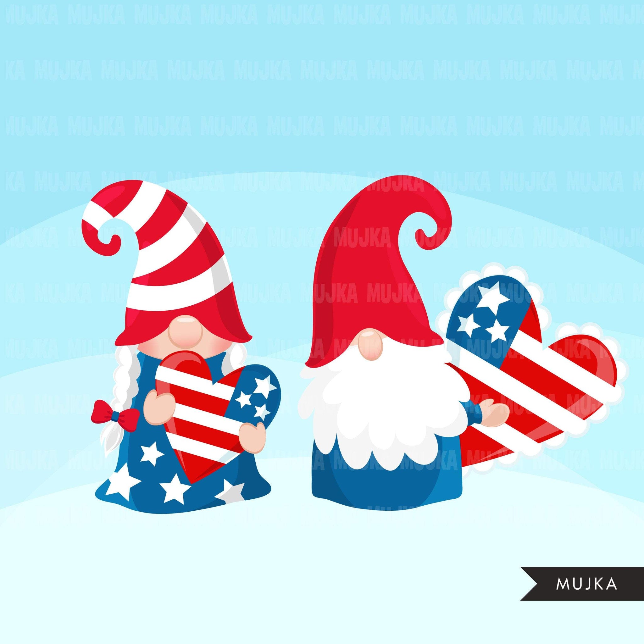 4th of July Gnomes Clipart