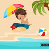 Beach Fun Clipart for Boys, Summer Cliparts