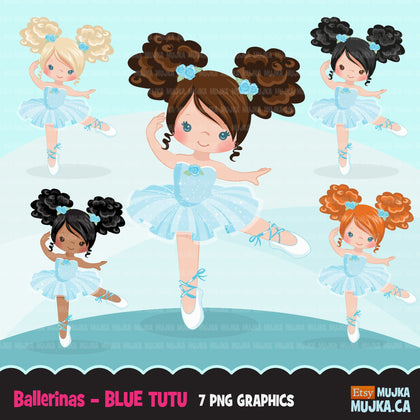 Girl Ballerina clipart,blue tutu