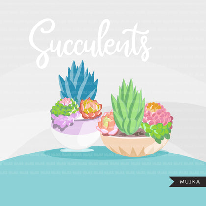 Succulent clipart Bright version, spring summer
