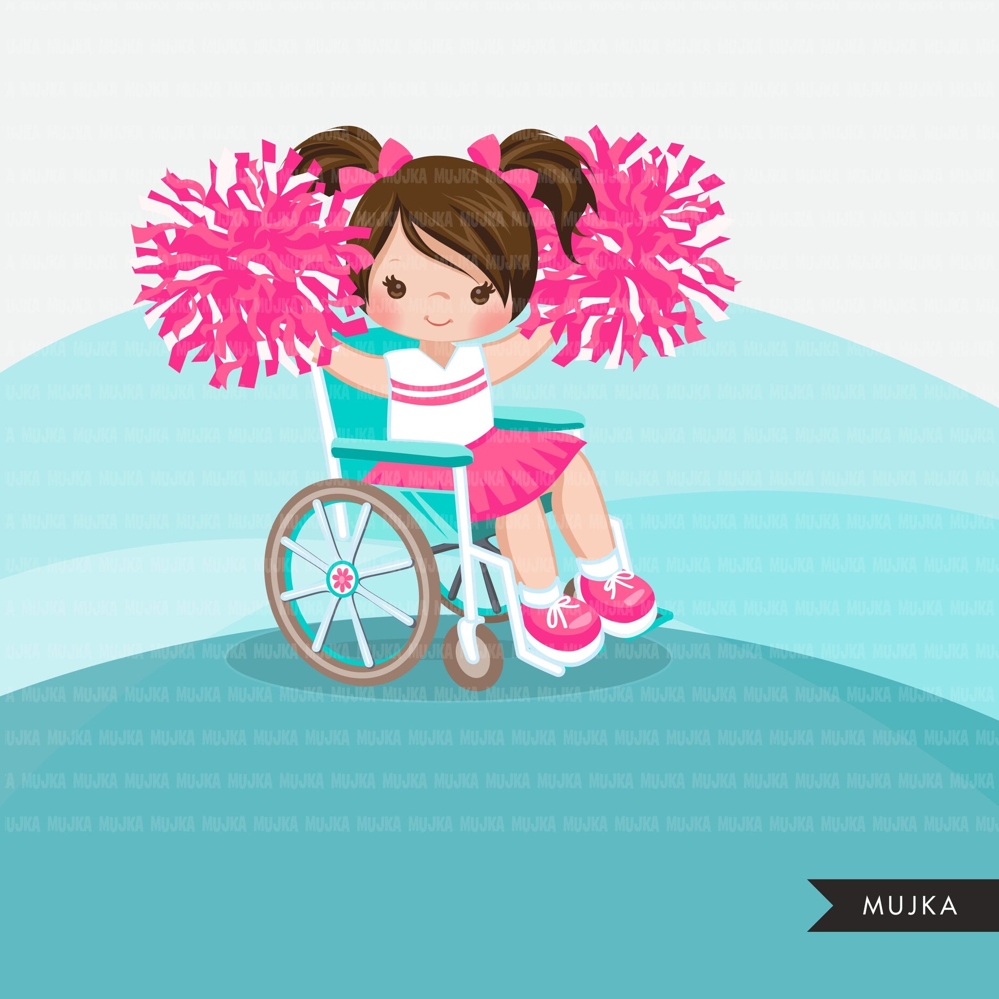 Special Needs Wheelchair Cheerleader girl clipart