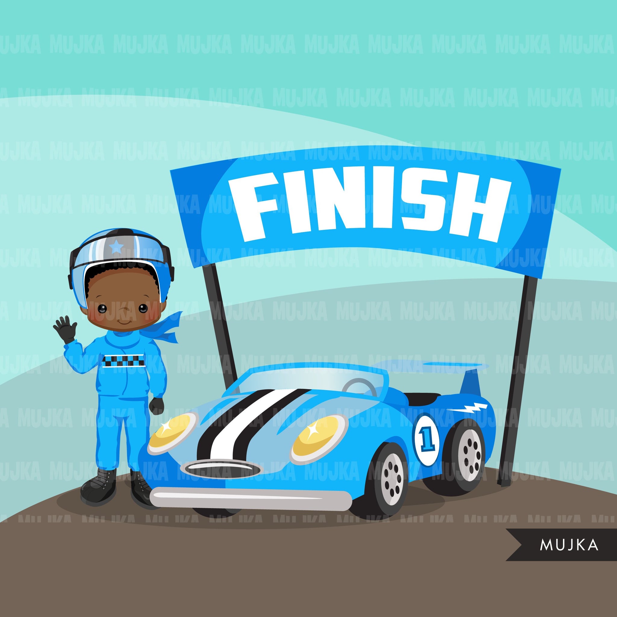 Blue Racing Boy Blue Race Car Clipart