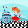 Sock Hop 4th of July Party Girls Clipart, 50's retro characters