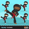 Boy Ninja Kicking Clipart