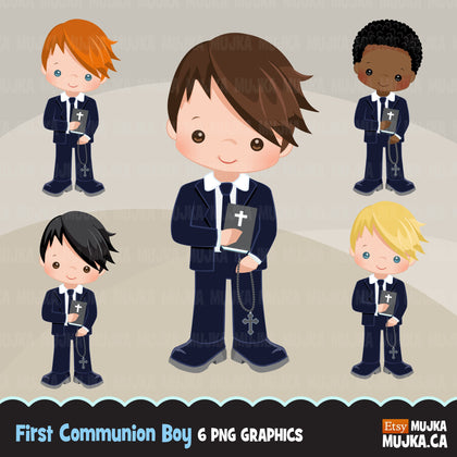 First Communion Clipart for Boy Add On Blue Suit religious