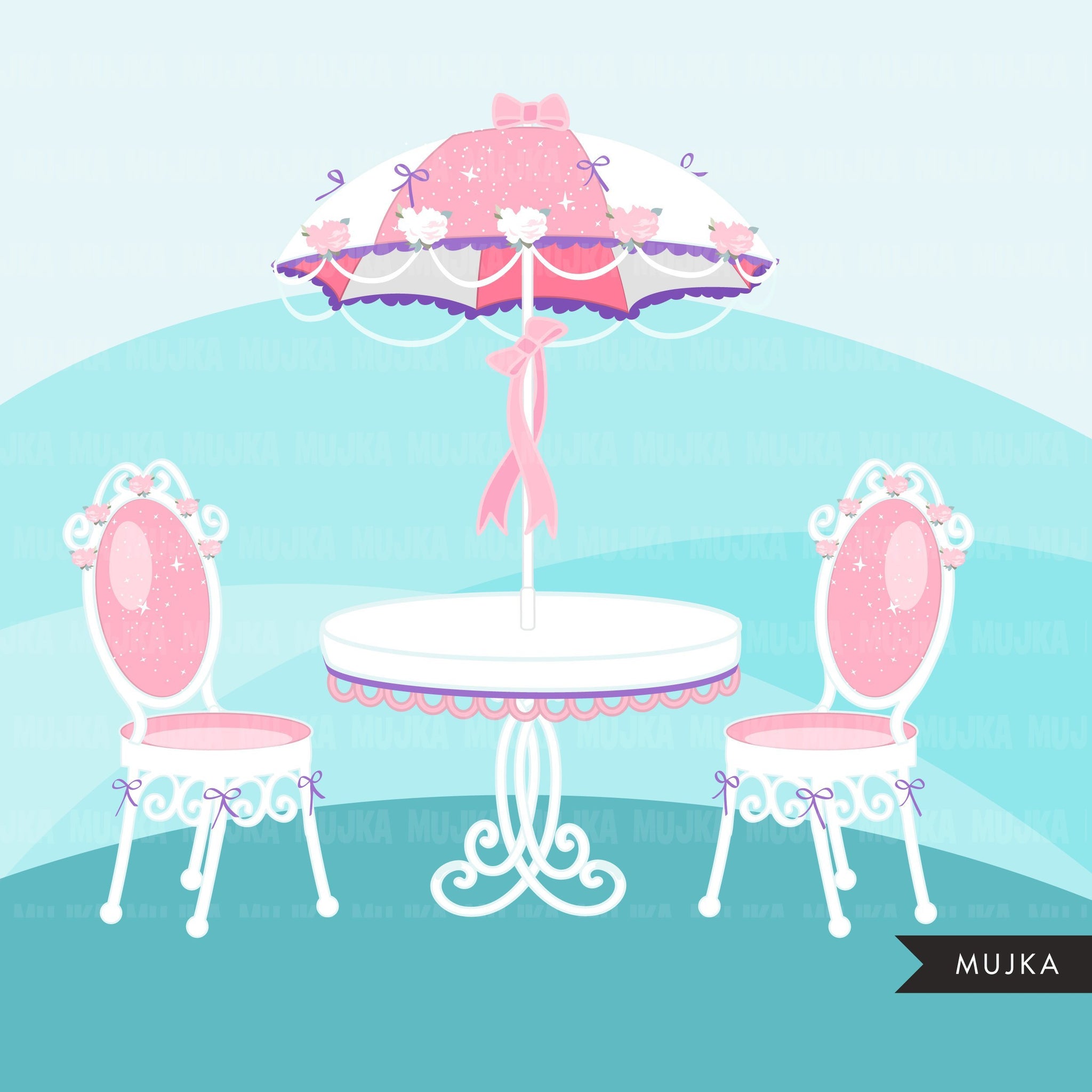 Princess Tea party clipart, Little curly haired girl graphics