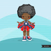 4th of July Tutu Clipart. Black girls with Independence day Tutu