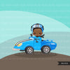 Car Racing Clipart. Boys Blue Car Racing Formula 1 graphics