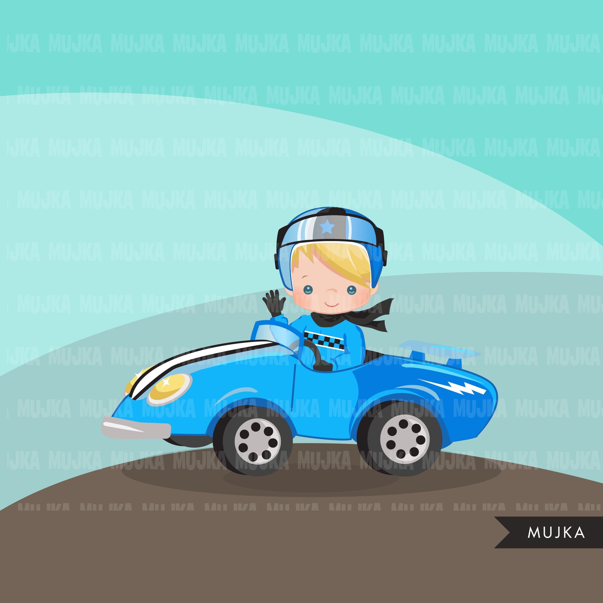 Imágenes Prediseñadas de carreras de coches. Gráficos de Fórmula 1 de carreras de autos azules para niños