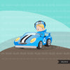 Car Racing Clipart, Boys Blue car racing Formula 1 Graphics