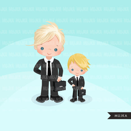 Boy boss little entrepreneur clipart. Father's Day, Father and Son