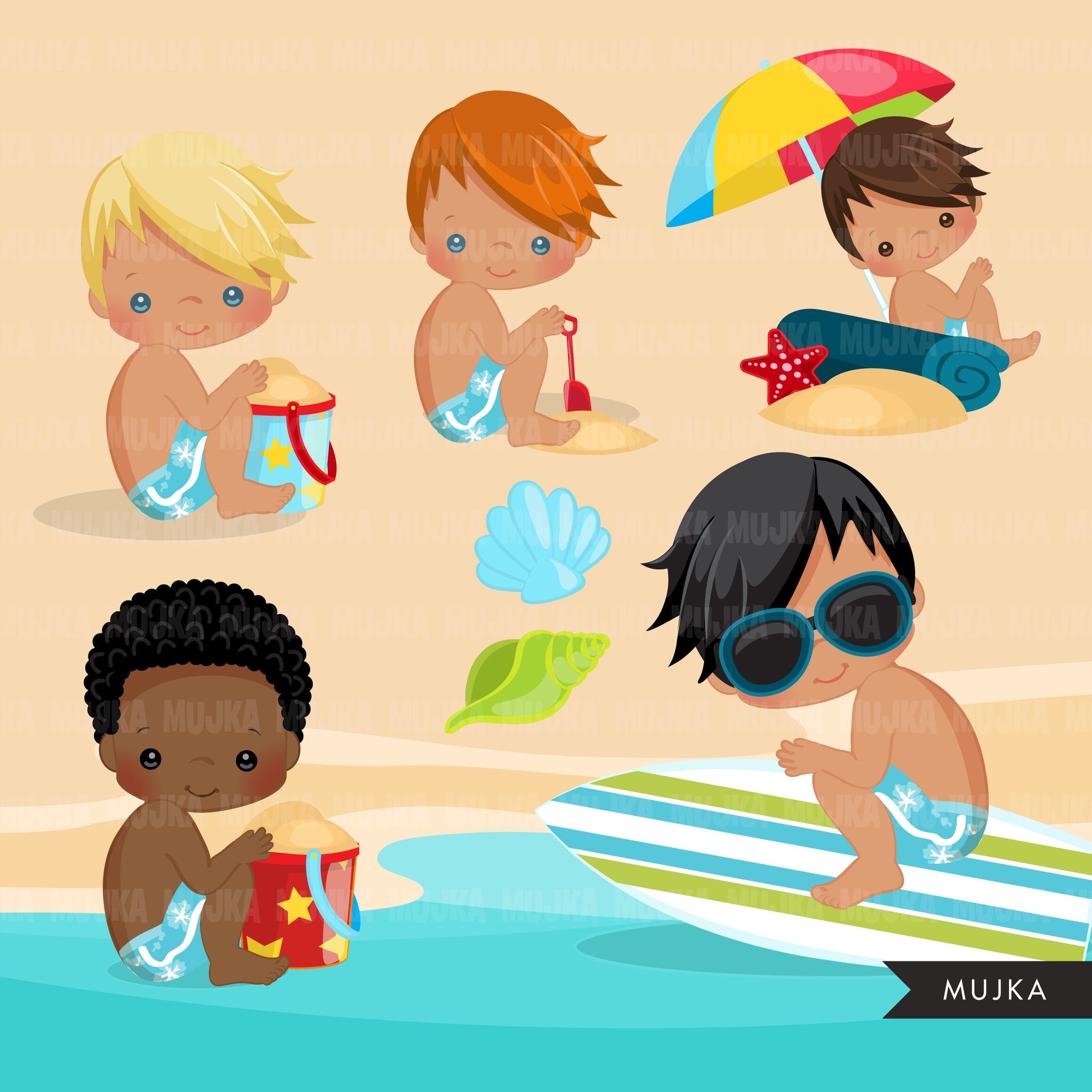 Pool Party Clipart for Boys summer – MUJKA CLIPARTS