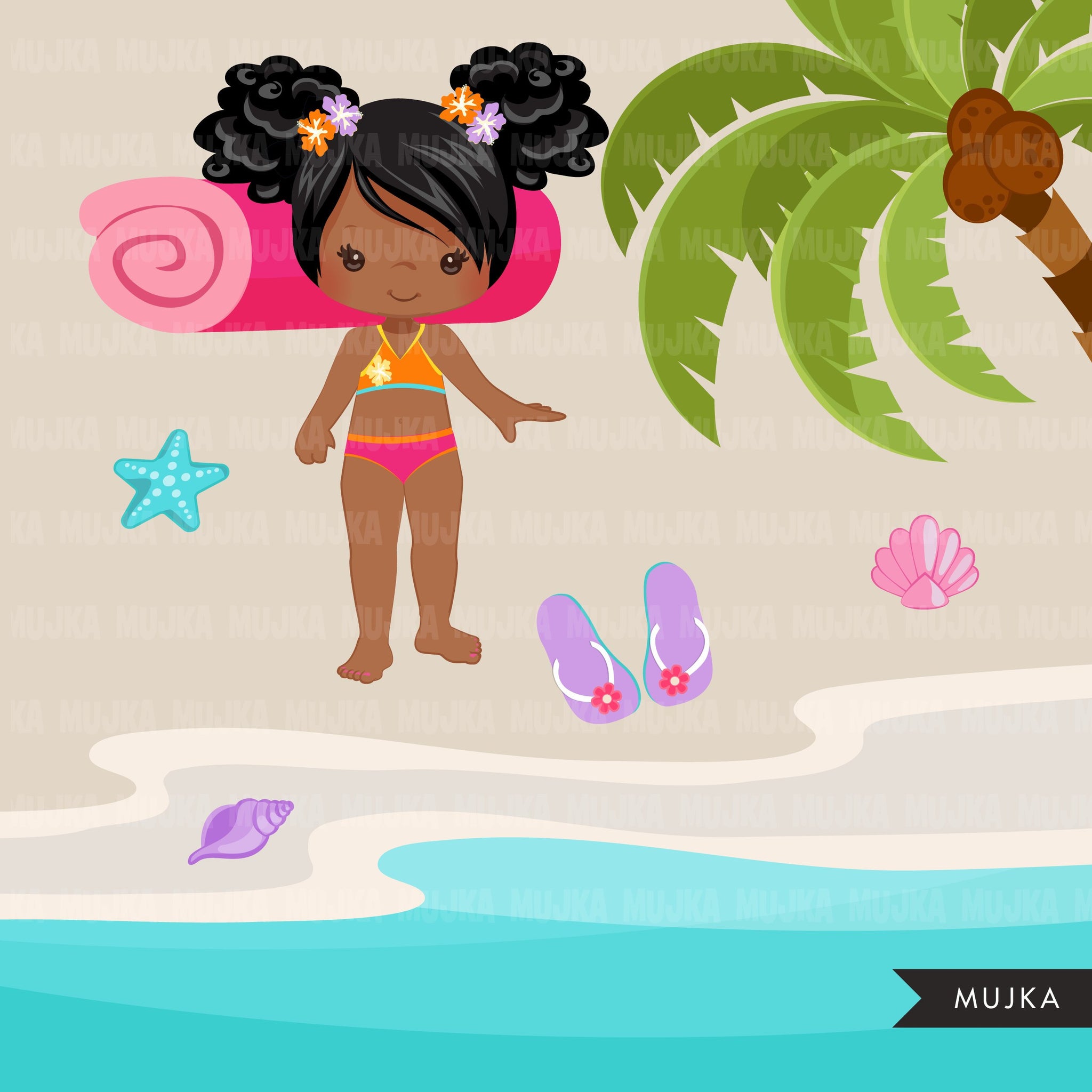 Beach Fun Clipart for Girls, Summer Clipart