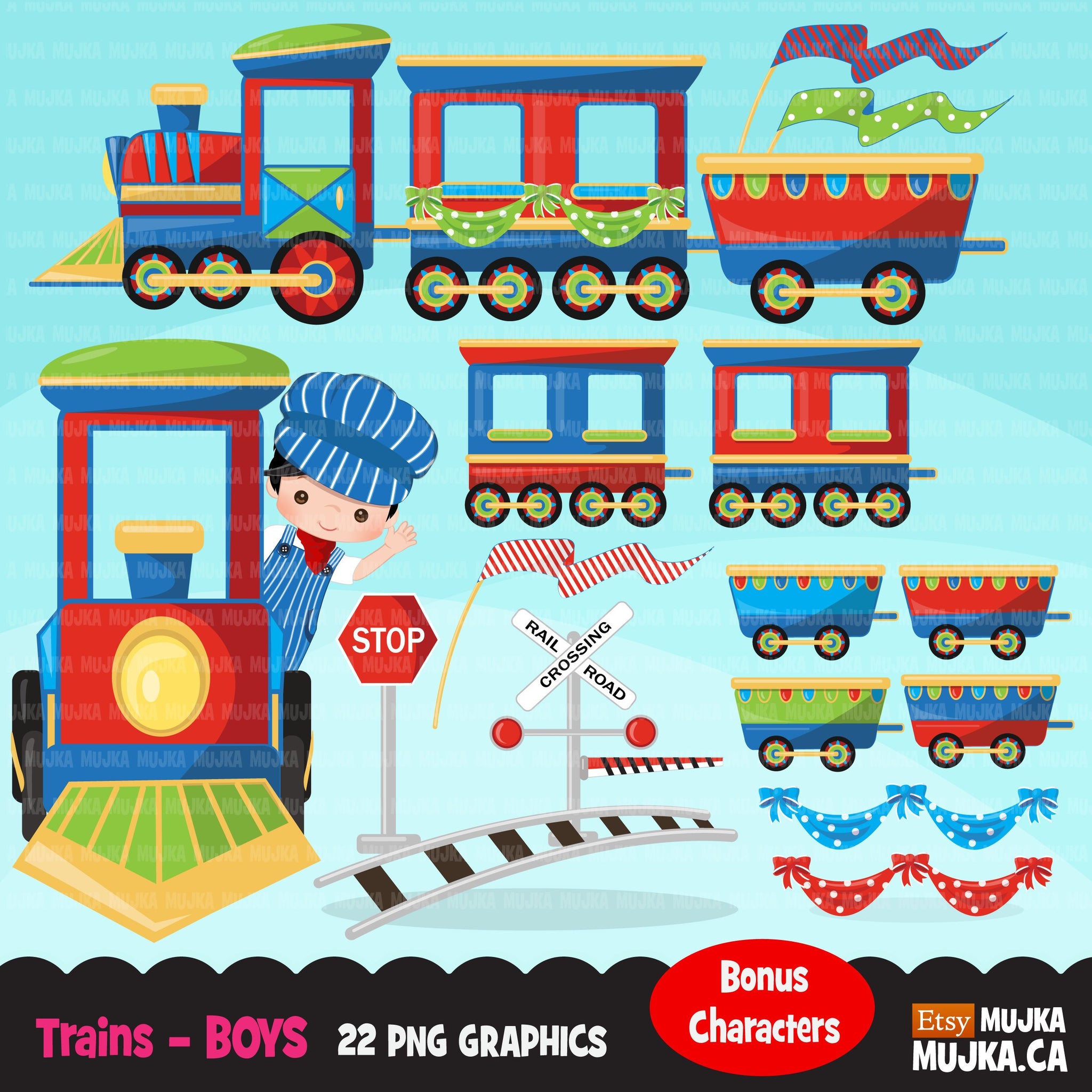 Clipart de trem, gráficos de trem de meninos