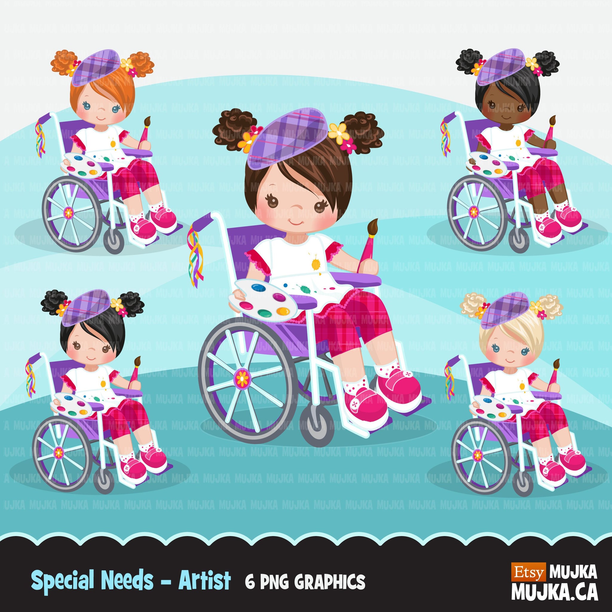Special Needs Wheelchair Artist girl clipart