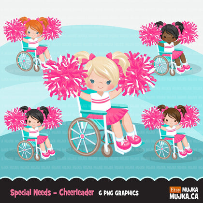 Special Needs Wheelchair Cheerleader girl clipart