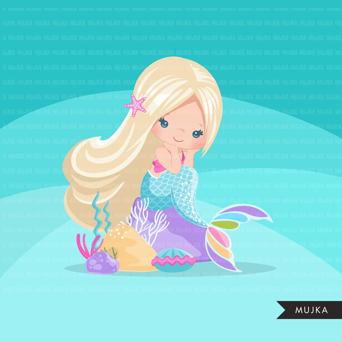Mermaid clipart, pastel mermaid graphics, card making, planner sticker ...