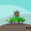 Car Racing Clipart. Boys green car racing Formula 1 graphics