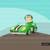 Car Racing Clipart for boys Race car driver Formula 1 graphics