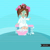 Spa party girl clipart with face mask graphics