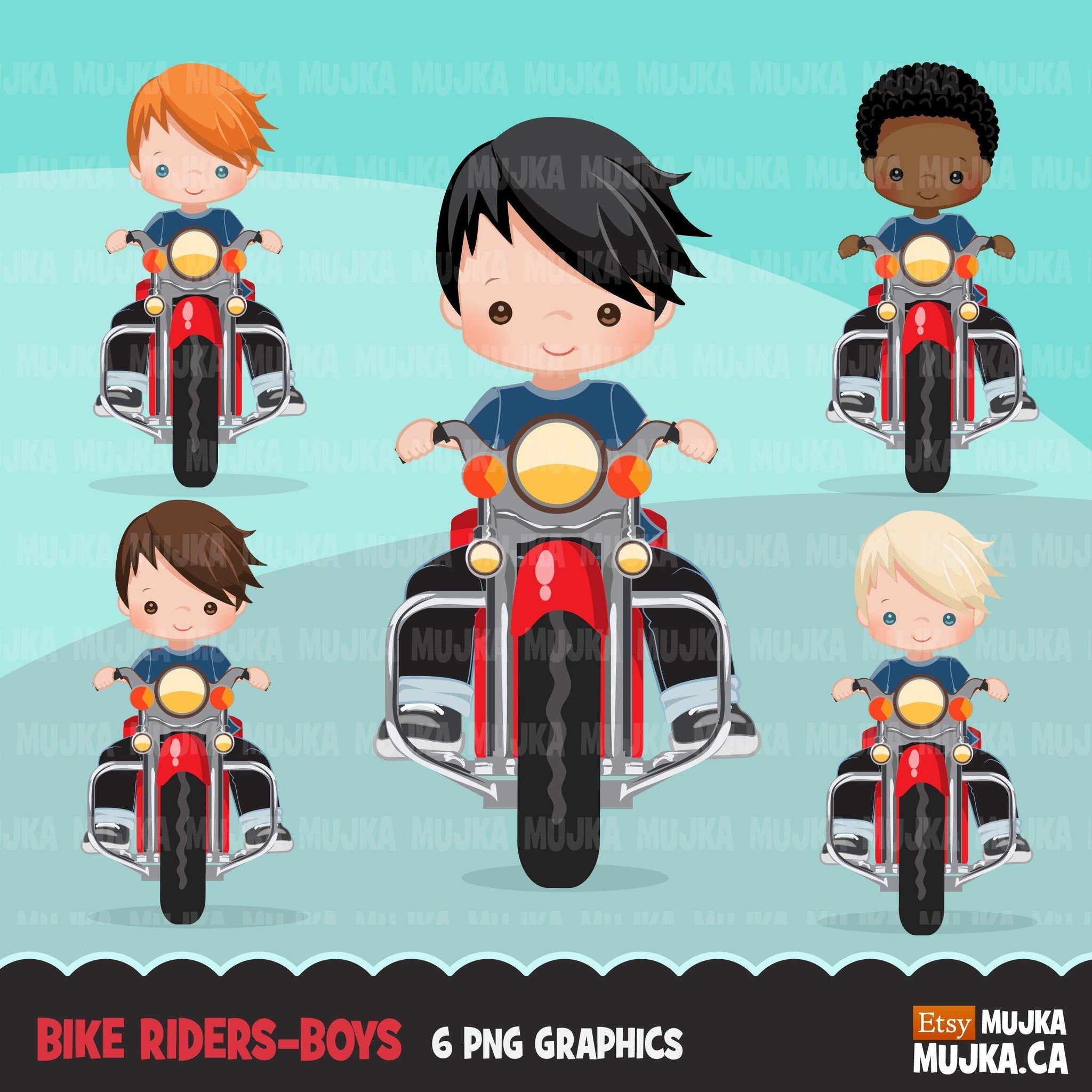 Clipart de meninos motociclistas, meninos bonitos andando de bicicleta Harley