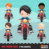 Biker Boys Clipart, Cute boys riding Harley bike