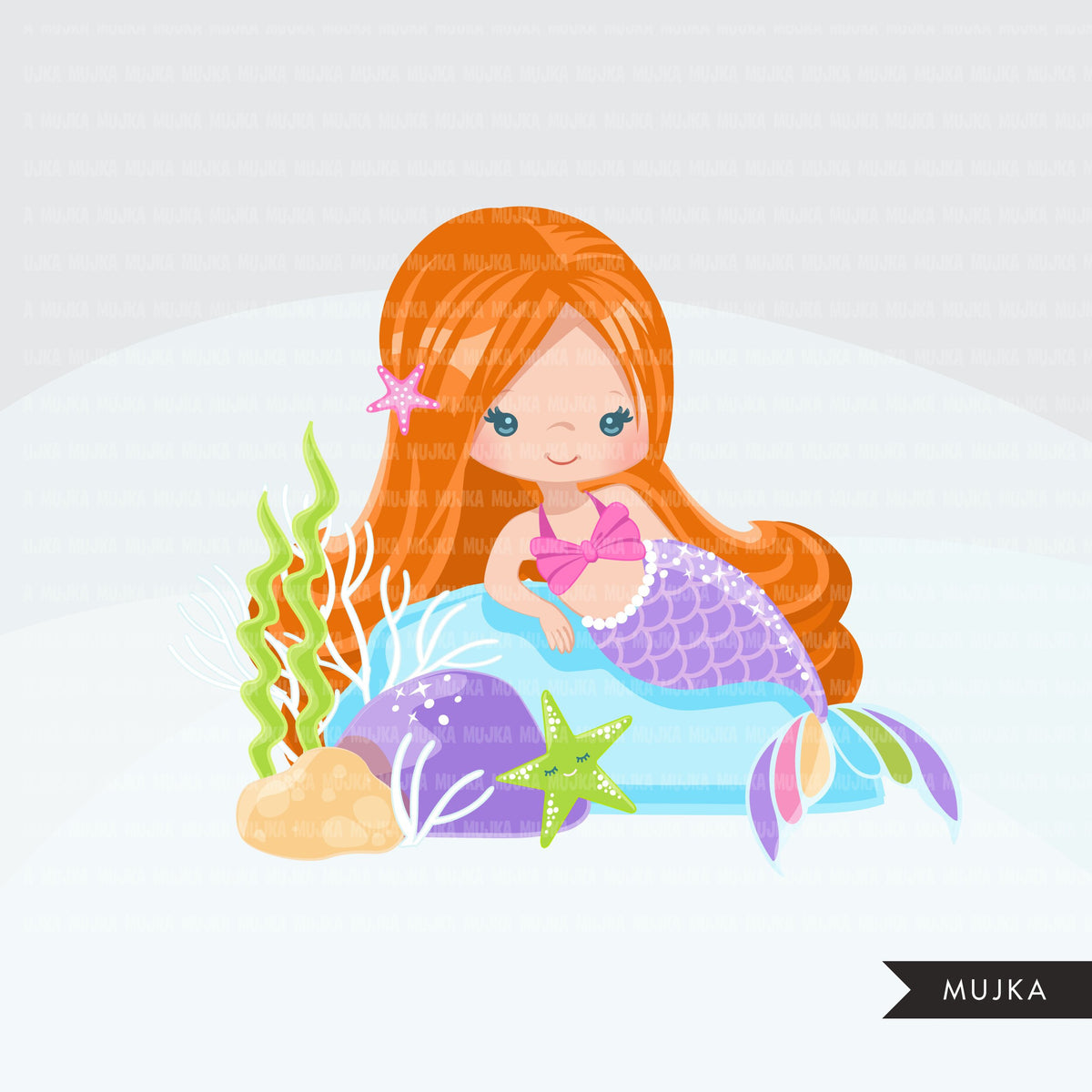 Mermaid clipart, pastel rainbow mermaid graphics, girls, summer – MUJKA ...