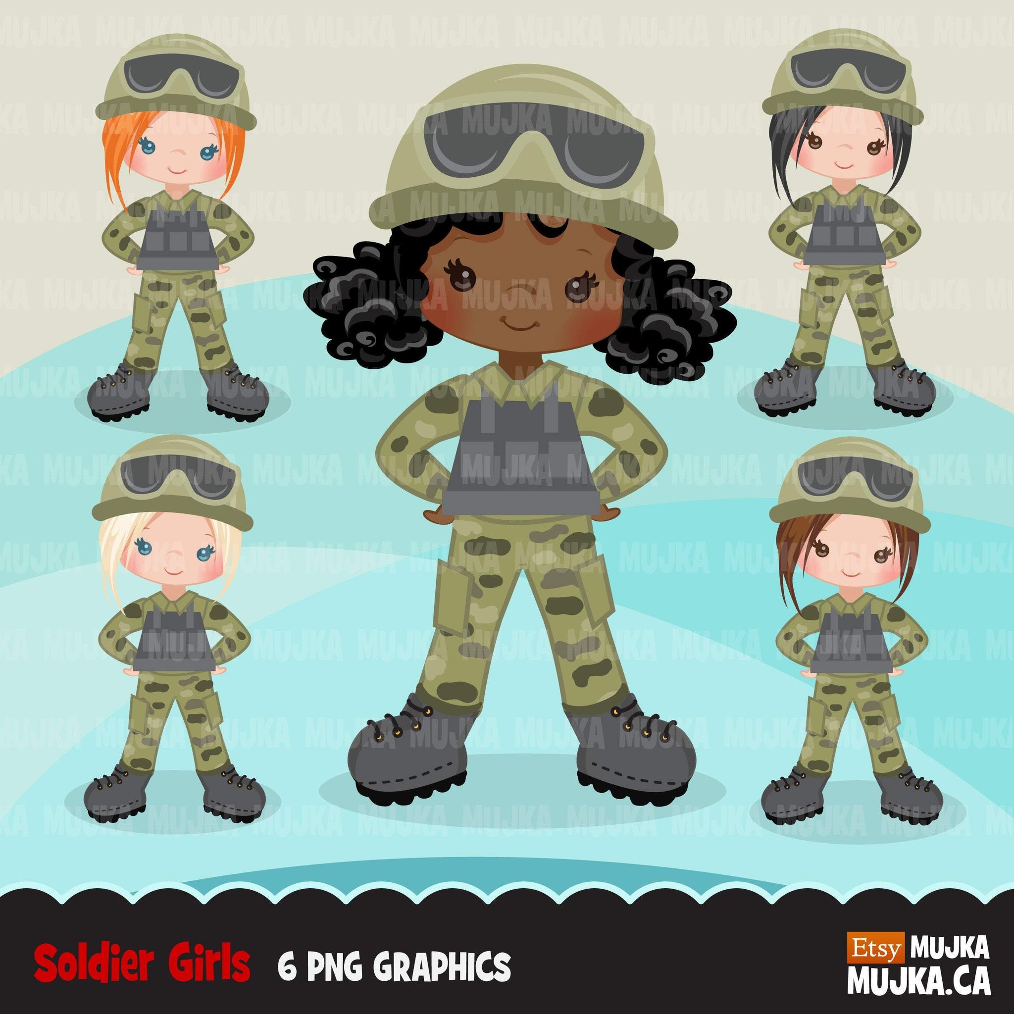 Female soldier Army clipart, Little soldier patriot  girl  graphics