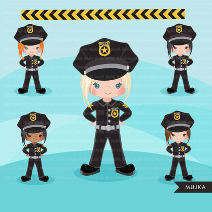 Cops, police officer clipart, boy girl , police car, K9 police dog graphics