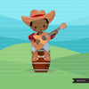 Cowboy with guitar clipart, farmer characters country farm graphics, fall