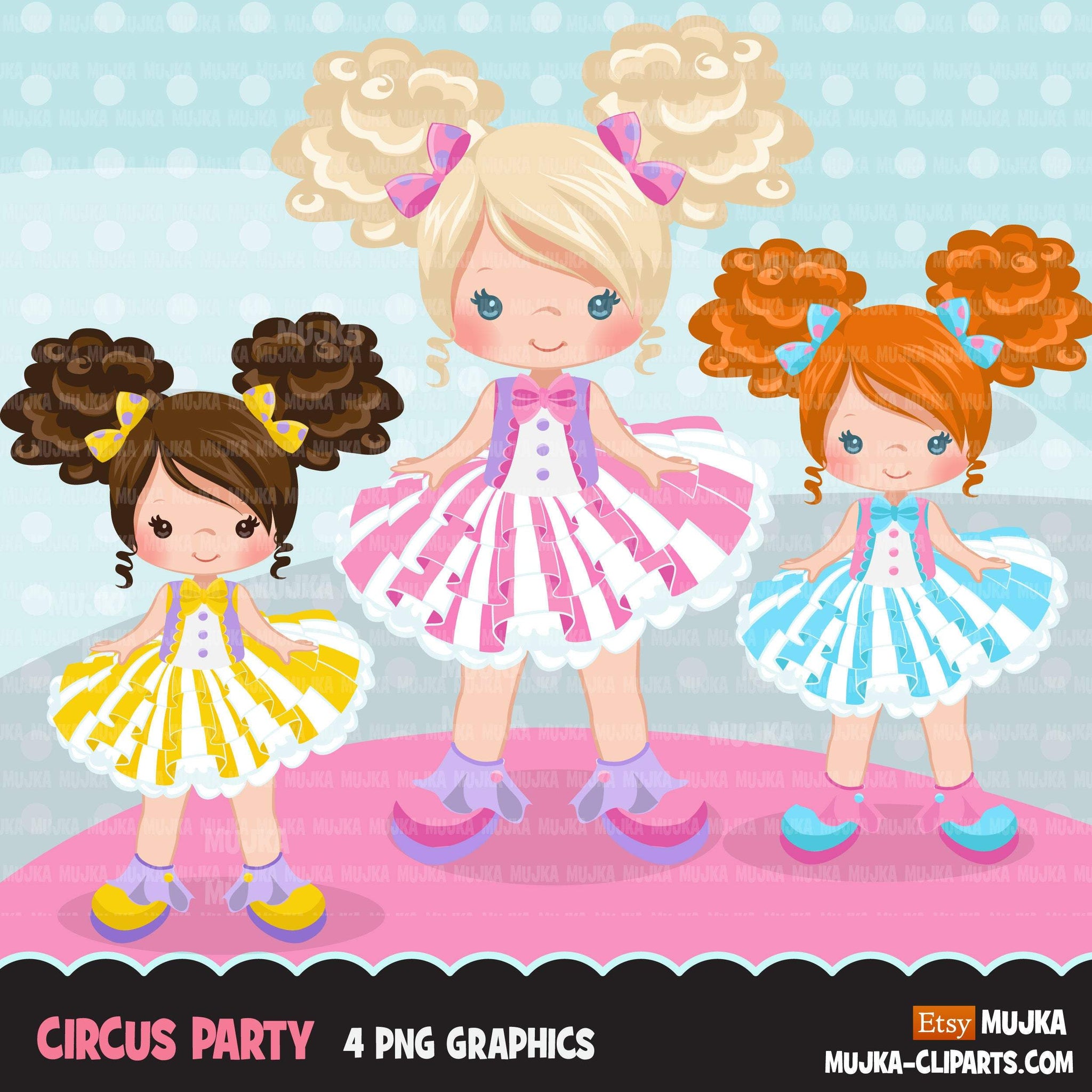 Circus Girls Clipart pastel Grandes gráficos de carnaval, tutu meninas verão