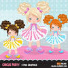 Circus Girls Clipart pastel Big top carnival graphics, tutu girls summer