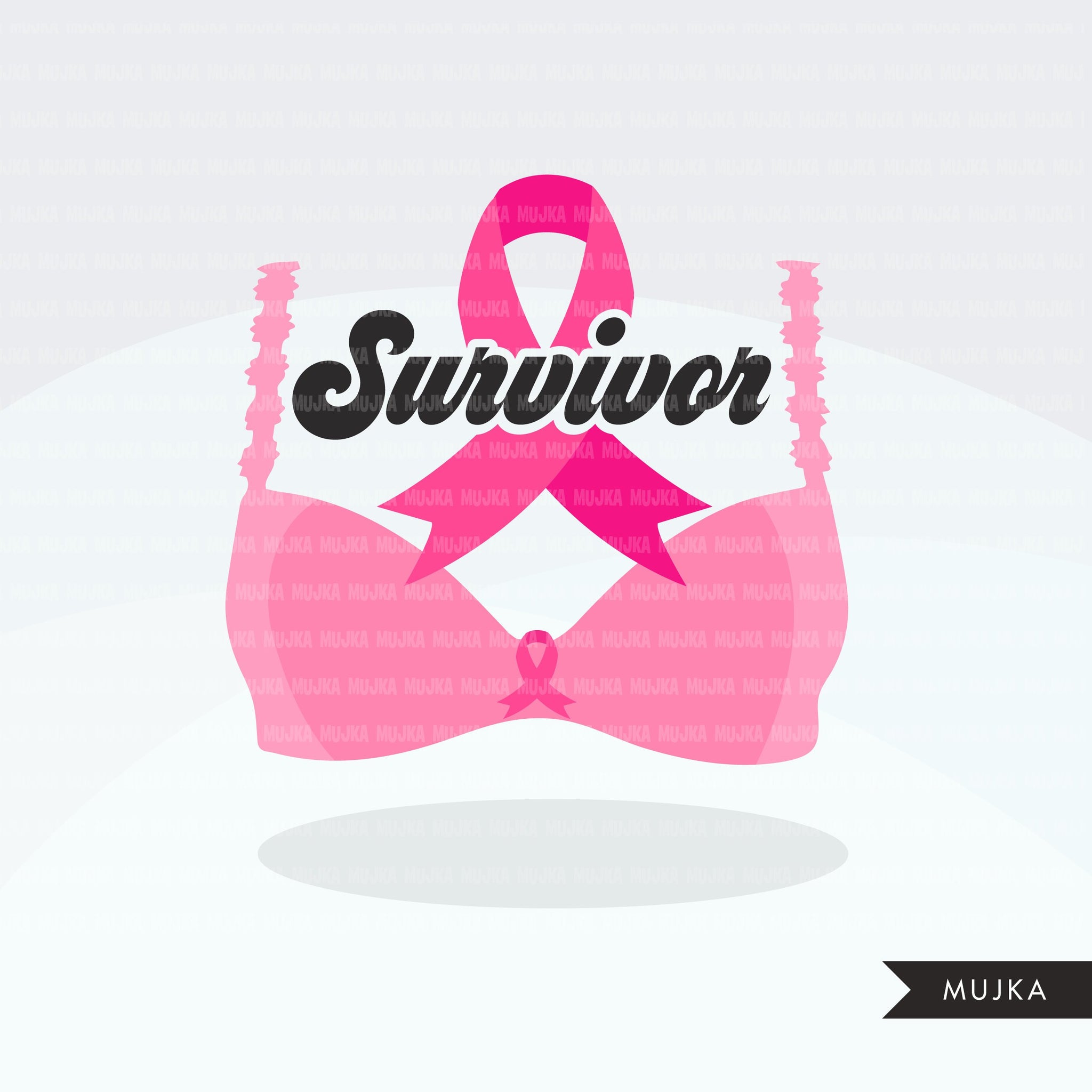 Clipart de conscientização sobre o câncer de mama. Luvas de boxe rosa, luta pela garota, fita rosa, gráficos de sobrevivente de sutiã rosa