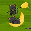 Halloween cats clipart, Black cat, trick or treat graphics, animal clip art