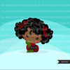 Christmas clipart, Cute afro black girls with plaid and noel frame, Holiday graphics, clip art