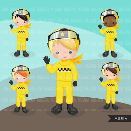 Car Racing Clipart, yellow car racer boy, formula 1
