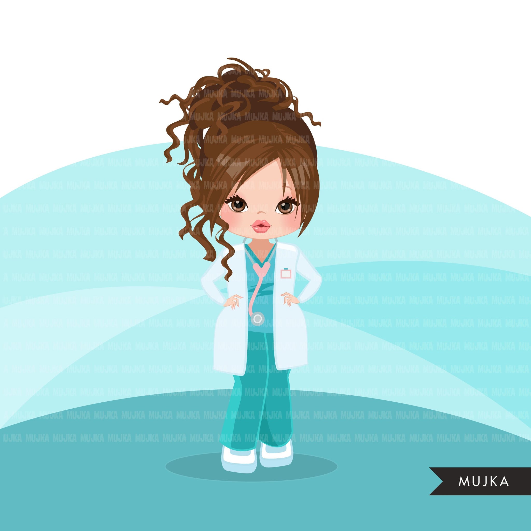 Doctor clipart with scrubs , patient chart graphics, print and cut PNG T-Shirt Designs, Medical clip art