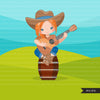 Cowgirl com clipart de guitarra, personagens de fazendeiros gráficos de fazenda rural, outono