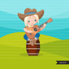 Cowgirl with guitar clipart, farmer characters country farm graphics, fall