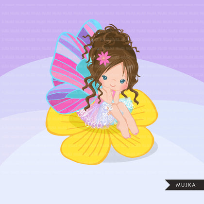 Butterfly clipart, butterfly wings girl graphics, planner stickers, summer birthday party