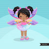 Butterfly tutu clipart, butterfly wings girl with pastel tutu graphics, summer, spring