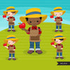 Farmer's Market clipart boys graphics, cute farmers, fall harvest, farm produce, fall