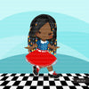 Sock Hop Party 4th of July Girls Clipart, personagens retrô dos anos 50 afro