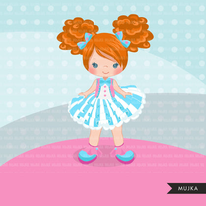 Circus Girls Clipart pastel Big top carnival graphics, tutu girls summer