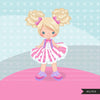 Circus Girls Clipart pastel Big top carnival graphics, tutu girls summer
