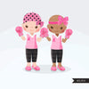 Breast Cancer awareness clipart, Pink boxing gloves, fight for the girl, pink ribbon, pink bra survivor graphics