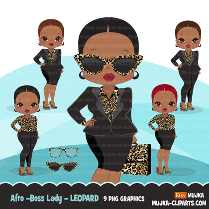 Afro black woman clipart with business suit, briefcase and glasses African-American graphics, print and cut T-Shirt Designs, Black Girls clip art